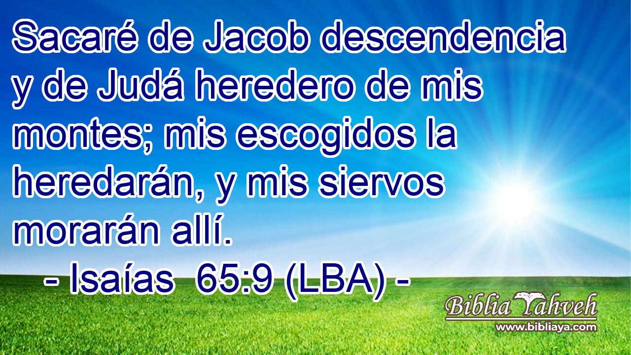 Sacaré de Jacob descendencia y de Judá heredero de mis montes; mis escogidos la heredarán, y mis siervos morarán allí.