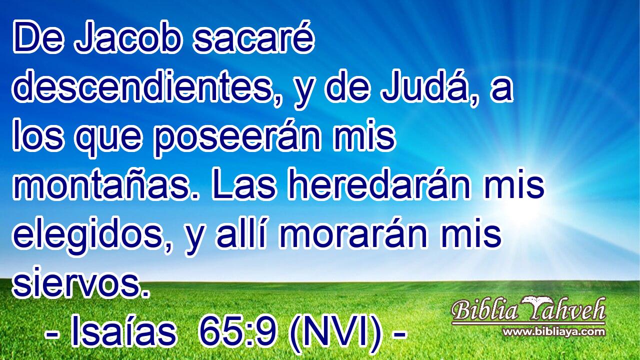  De Jacob sacaré descendientes, y de Judá, a los que poseerán mis montañas. Las heredarán mis elegidos, y allí morarán mis siervos. 