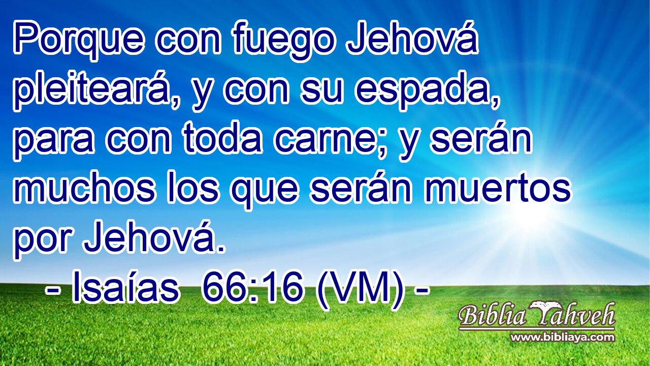  Porque con fuego Jehová pleiteará, y con su espada, para con toda carne; y serán muchos los que serán muertos por Jehová. 