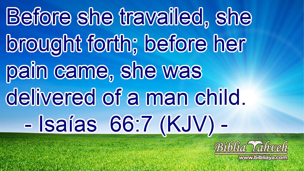 Before she travailed, she brought forth; before her pain came, she was delivered of a man child.