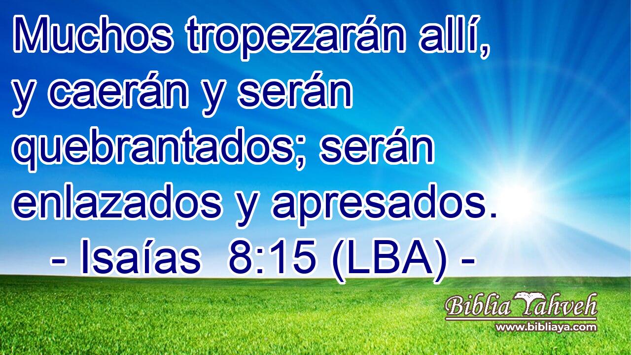 Muchos tropezarán allí, y caerán y serán quebrantados; serán enlazados y apresados.