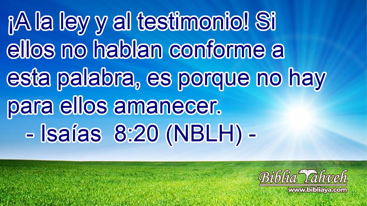  ¡A la ley y al testimonio! Si ellos no hablan conforme a esta palabra, es porque no hay para ellos amanecer. 