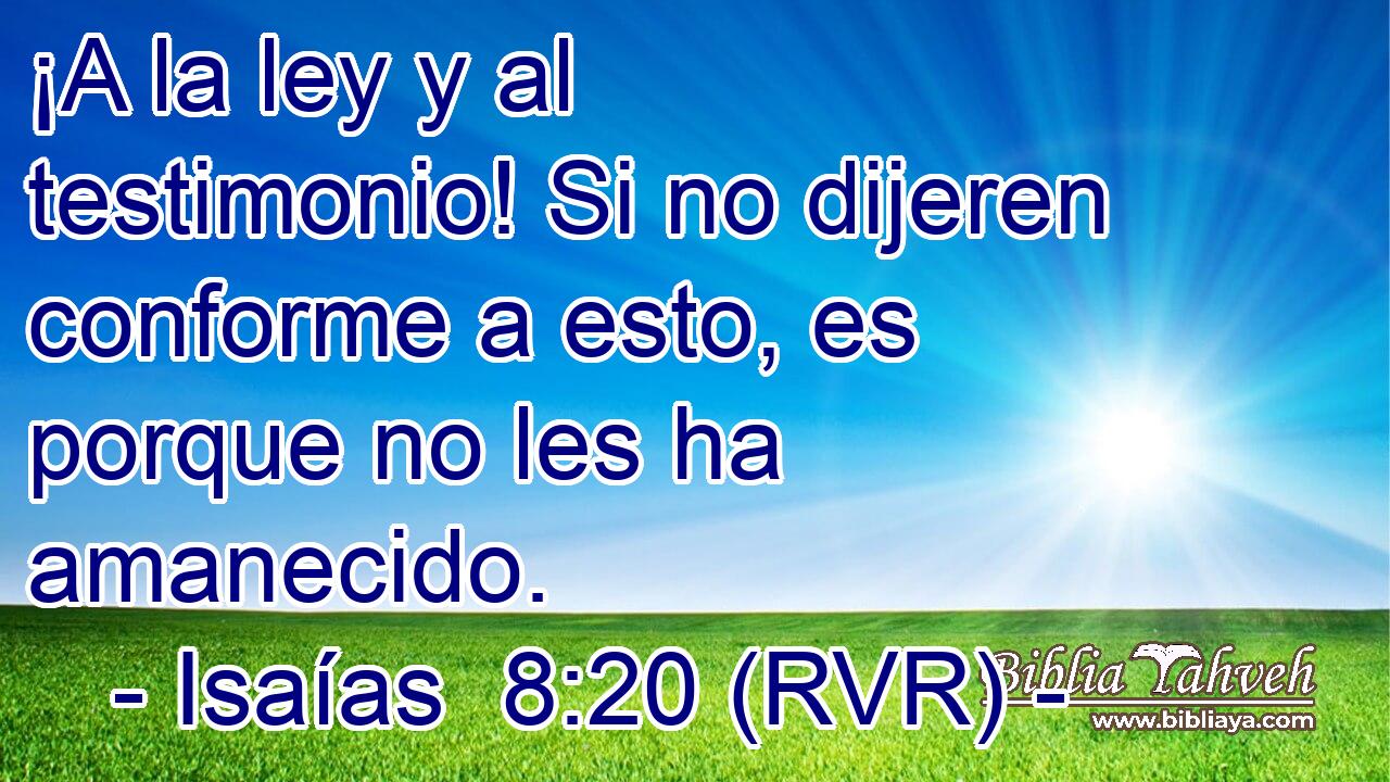¡A la ley y al testimonio! Si no dijeren conforme a esto, es porque no les ha amanecido.
