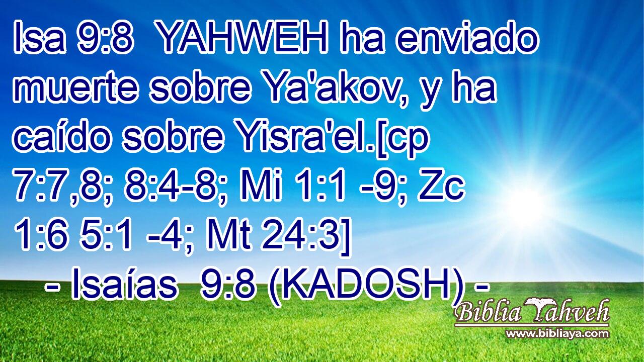  YAHWEH ha enviado muerte sobre Ya'akov, y ha caído sobre Yisra'el.[cp 7:7,8; 8:4-8; Mi 1:1 -9; Zc 1:6 5:1 -4; Mt 24:3] 