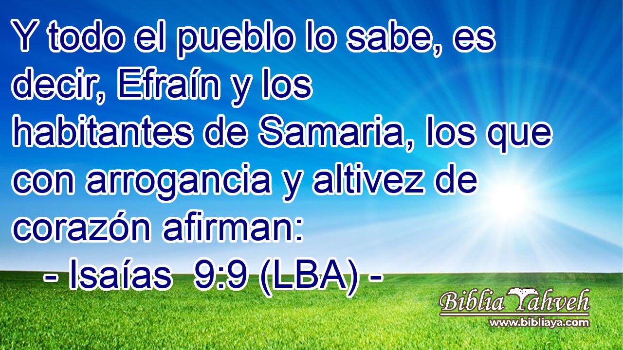 Y todo el pueblo lo sabe, es decir, Efraín y los habitantes de Samaria, los que con arrogancia y altivez de corazón afirman: