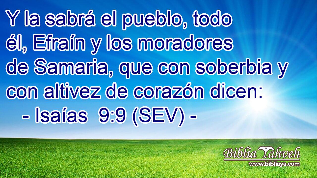 Y la sabrá el pueblo, todo él, Efraín y los moradores de Samaria, que con soberbia y con altivez de corazón dicen:
