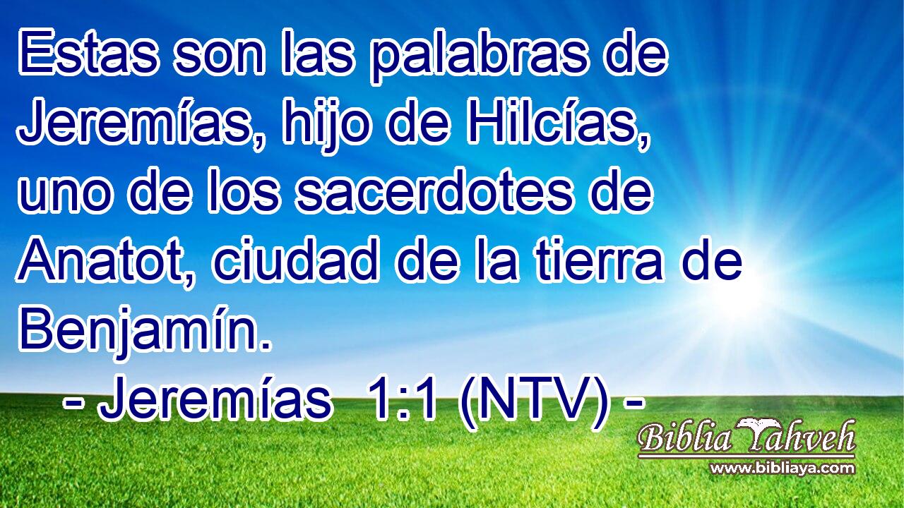 Estas son las palabras de Jeremías, hijo de Hilcías, uno de los sacerdotes de Anatot, ciudad de la tierra de Benjamín.