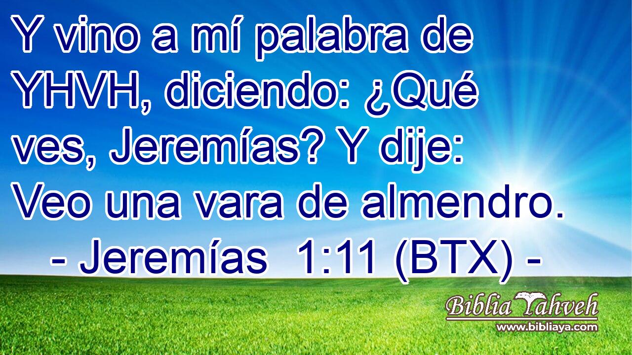Y vino a mí palabra de YHVH, diciendo: ¿Qué ves, Jeremías? Y dije: Veo una vara de almendro.