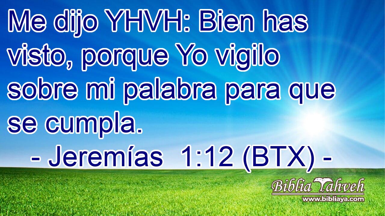 Me dijo YHVH: Bien has visto, porque Yo vigilo sobre mi palabra para que se cumpla.