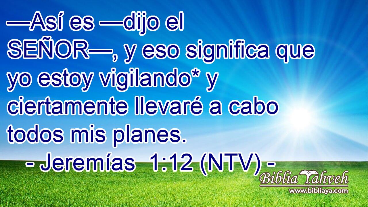 —Así es —dijo el SEÑOR—, y eso significa que yo estoy vigilando* y ciertamente llevaré a cabo todos mis planes.