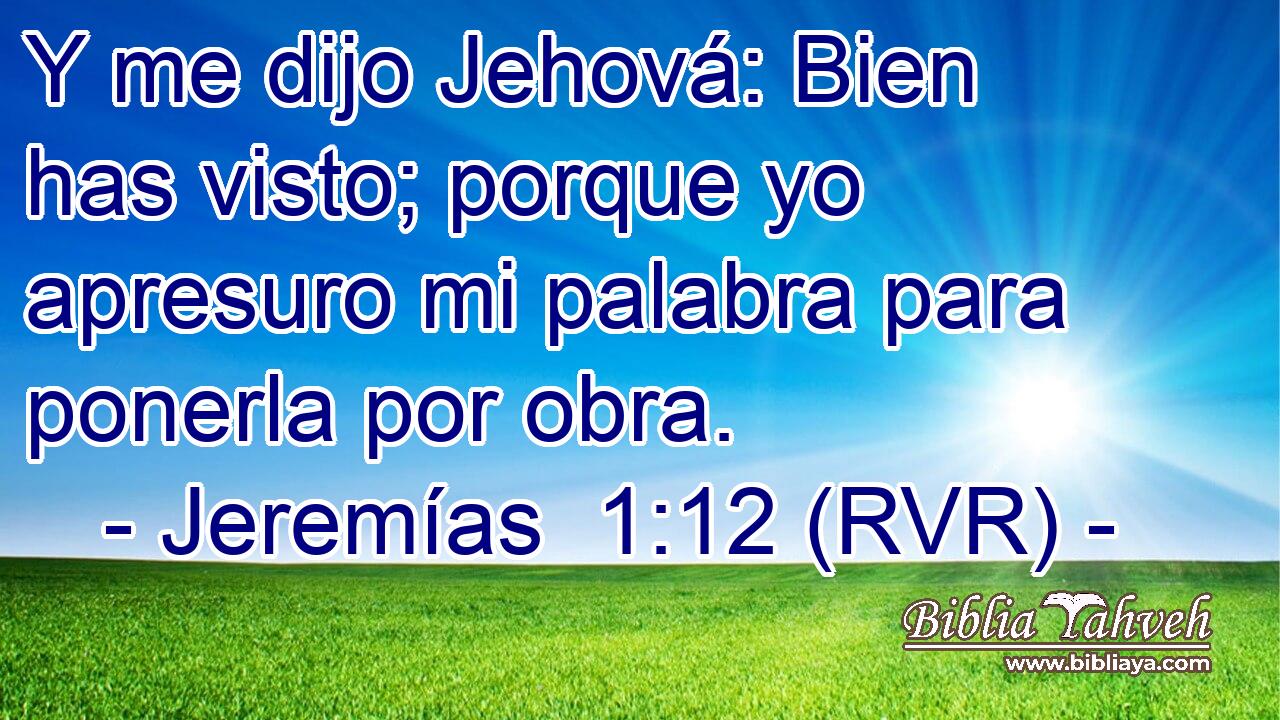 Y me dijo Jehová: Bien has visto; porque yo apresuro mi palabra para ponerla por obra.