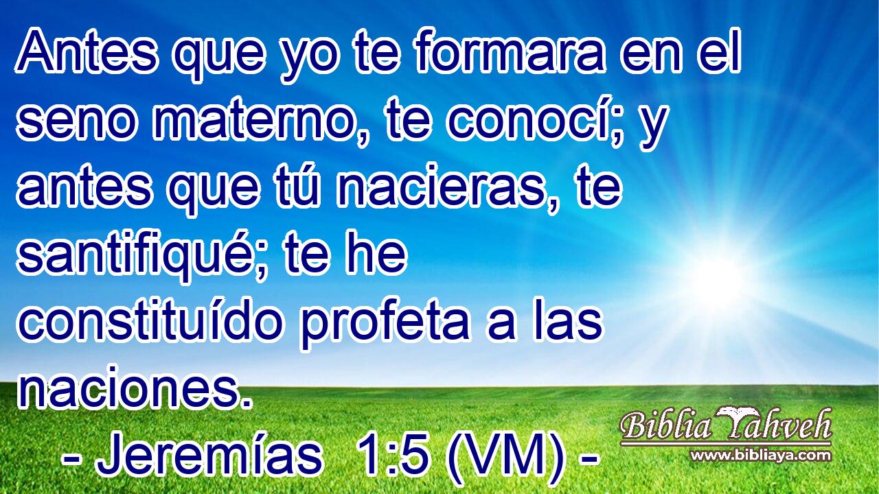  Antes que yo te formara en el seno materno, te conocí; y antes que tú nacieras, te santifiqué; te he constituído profeta a las naciones. 