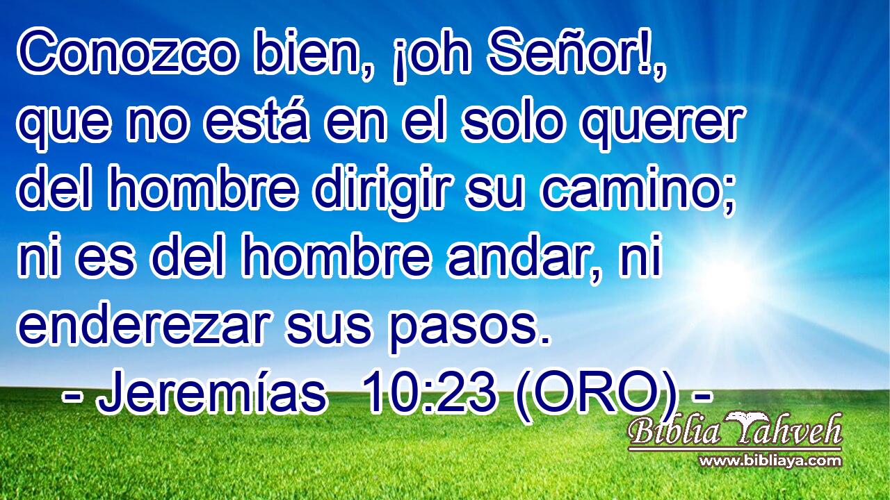  Conozco bien, ¡oh Señor!, que no está en el solo querer del hombre dirigir su camino; ni es del hombre andar, ni enderezar sus pasos. 