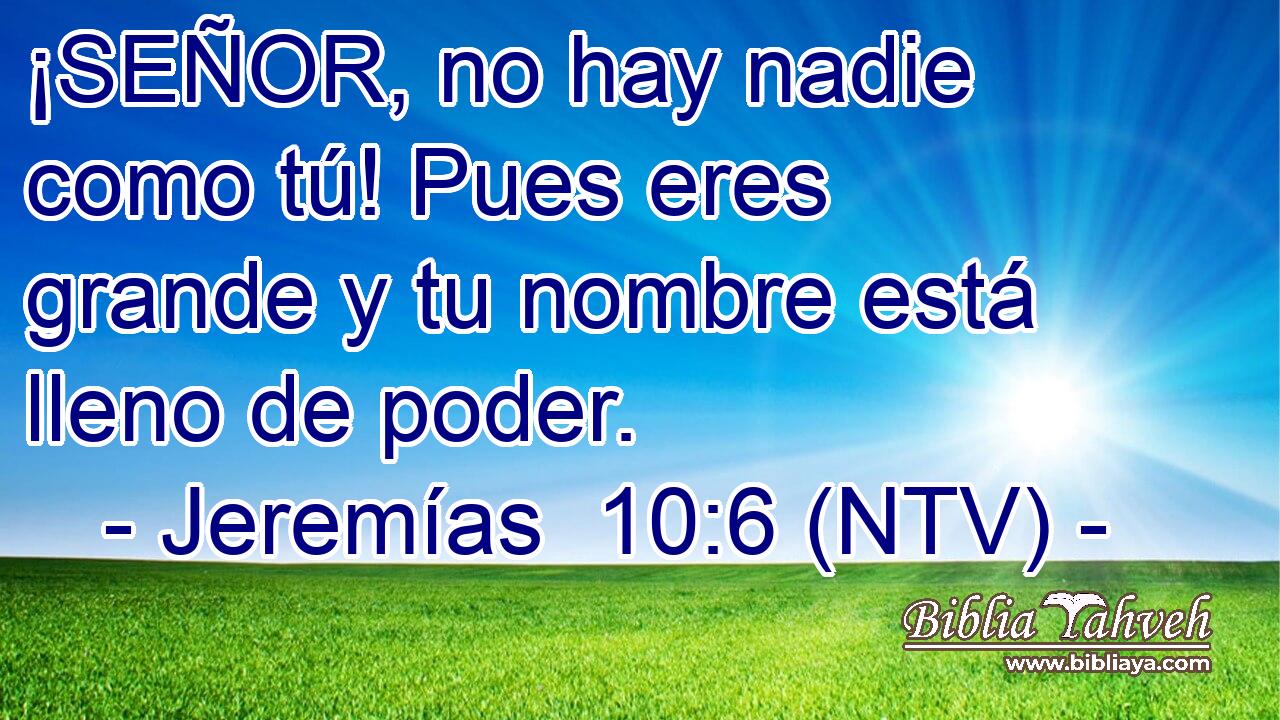 ¡SEÑOR, no hay nadie como tú! Pues eres grande y tu nombre está lleno de poder.