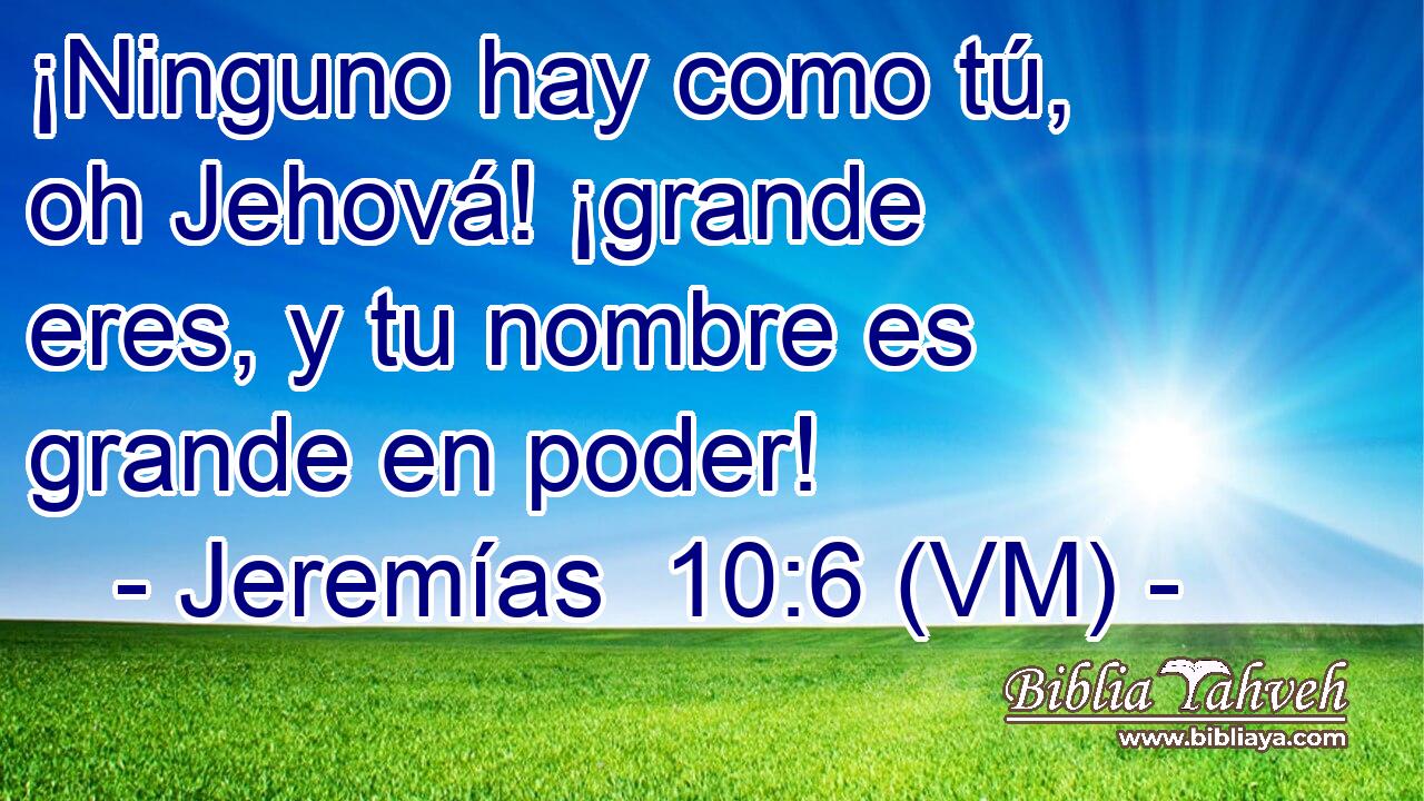  ¡Ninguno hay como tú, oh Jehová! ¡grande eres, y tu nombre es grande en poder! 