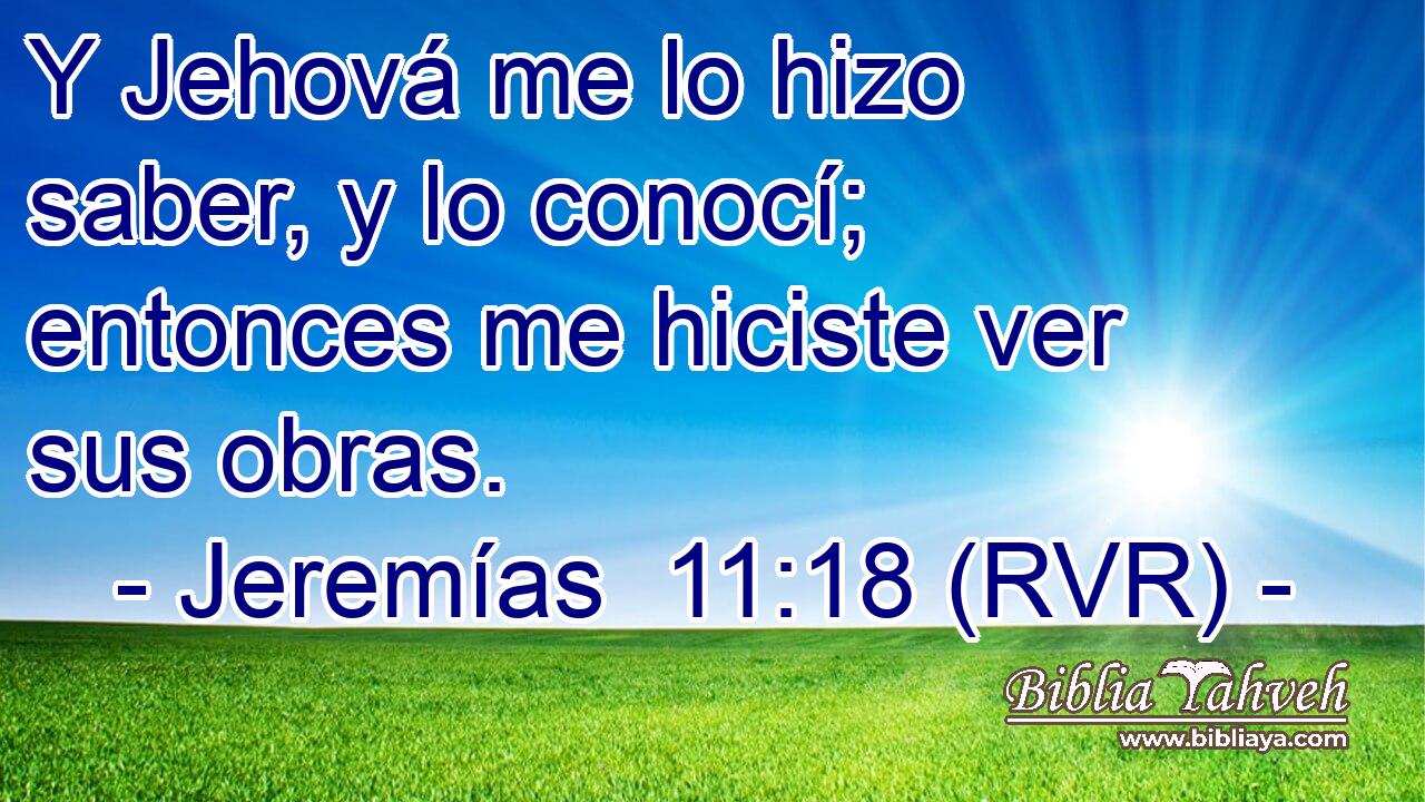 Y Jehová me lo hizo saber, y lo conocí; entonces me hiciste ver sus obras.
