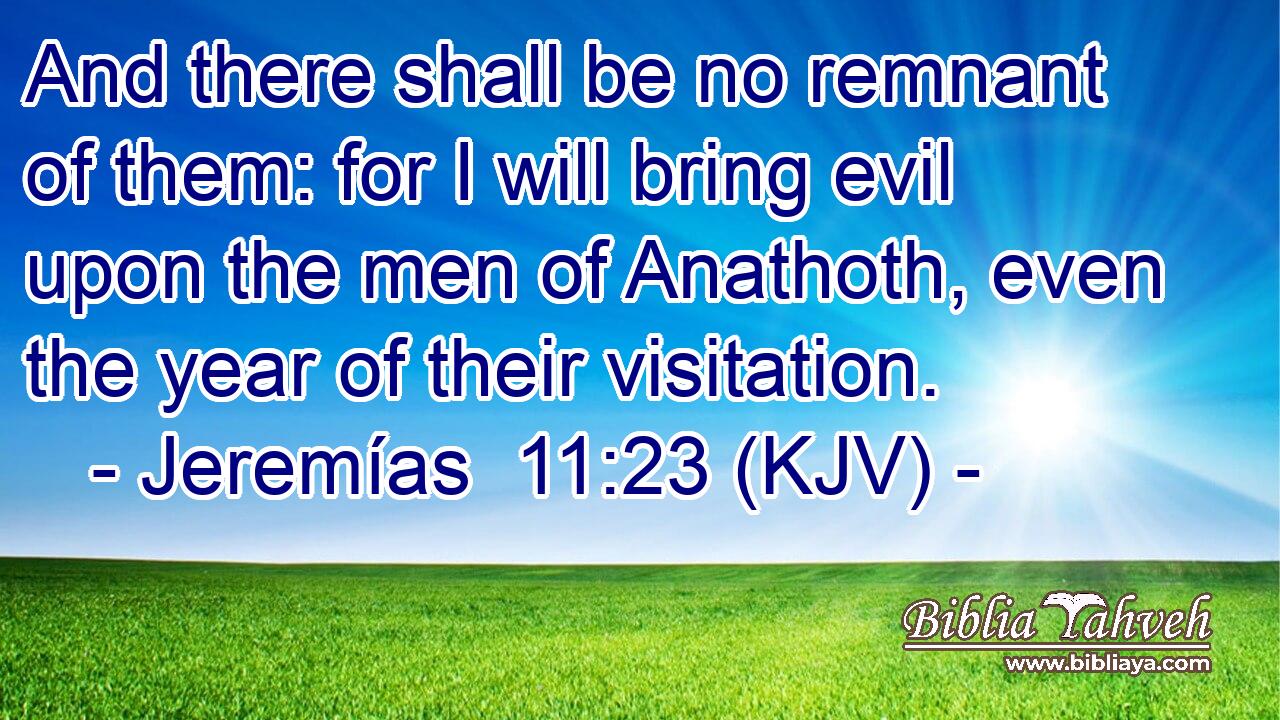 And there shall be no remnant of them: for I will bring evil upon the men of Anathoth, even the year of their visitation.