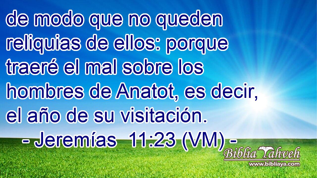 de modo que no queden reliquias de ellos: porque traeré el mal sobre los hombres de Anatot, es decir, el año de su visitación. 