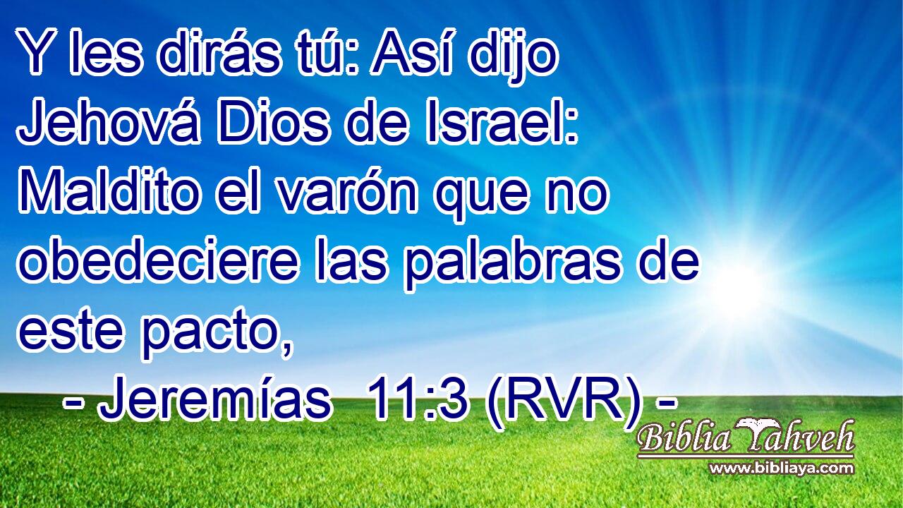 Y les dirás tú: Así dijo Jehová Dios de Israel: Maldito el varón que no obedeciere las palabras de este pacto,