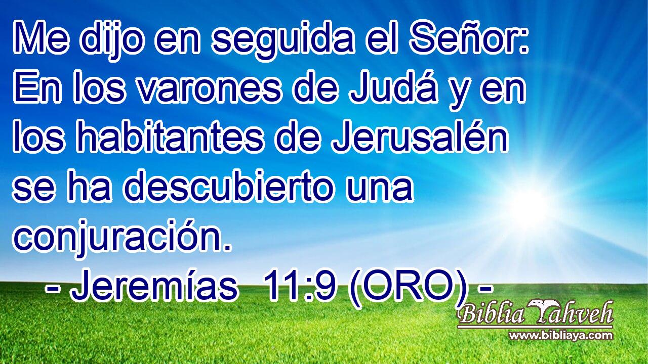  Me dijo en seguida el Señor: En los varones de Judá y en los habitantes de Jerusalén se ha descubierto una conjuración. 