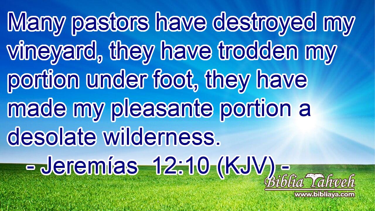 Many pastors have destroyed my vineyard, they have trodden my portion under foot, they have made my pleasante portion a desolate wilderness.