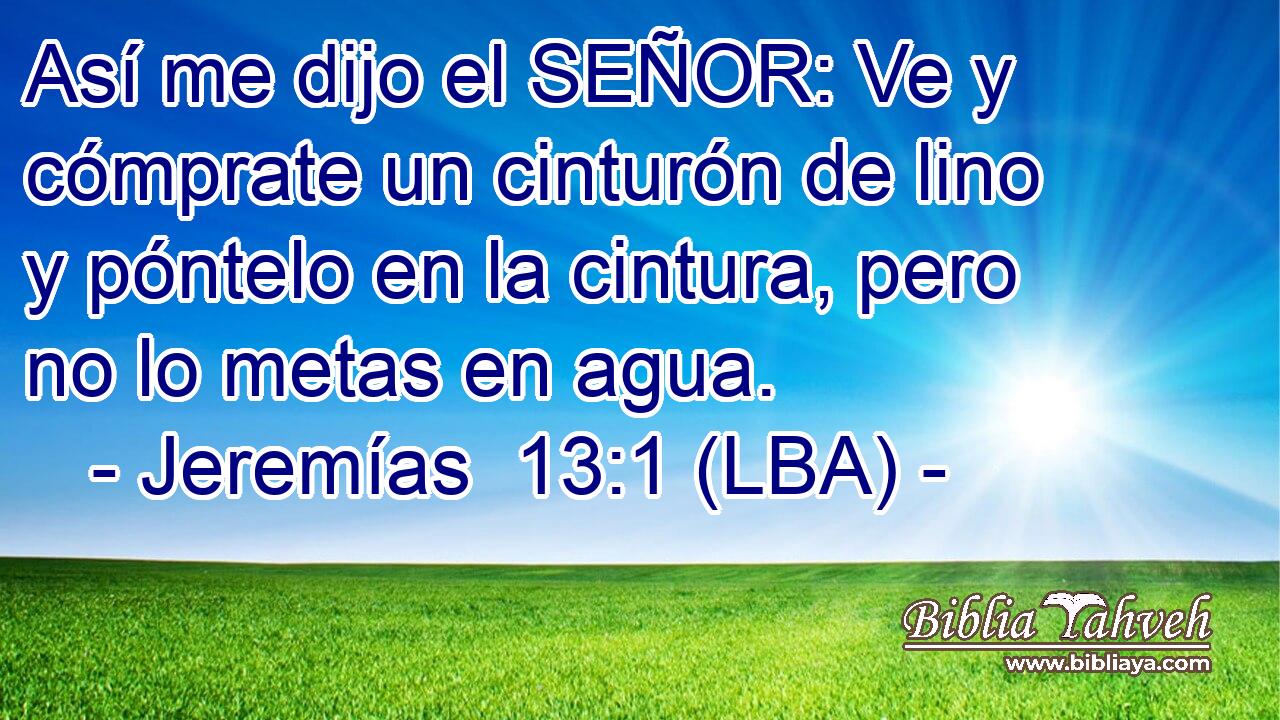 Así me dijo el SEÑOR: Ve y cómprate un cinturón de lino y póntelo en la cintura, pero no lo metas en agua.