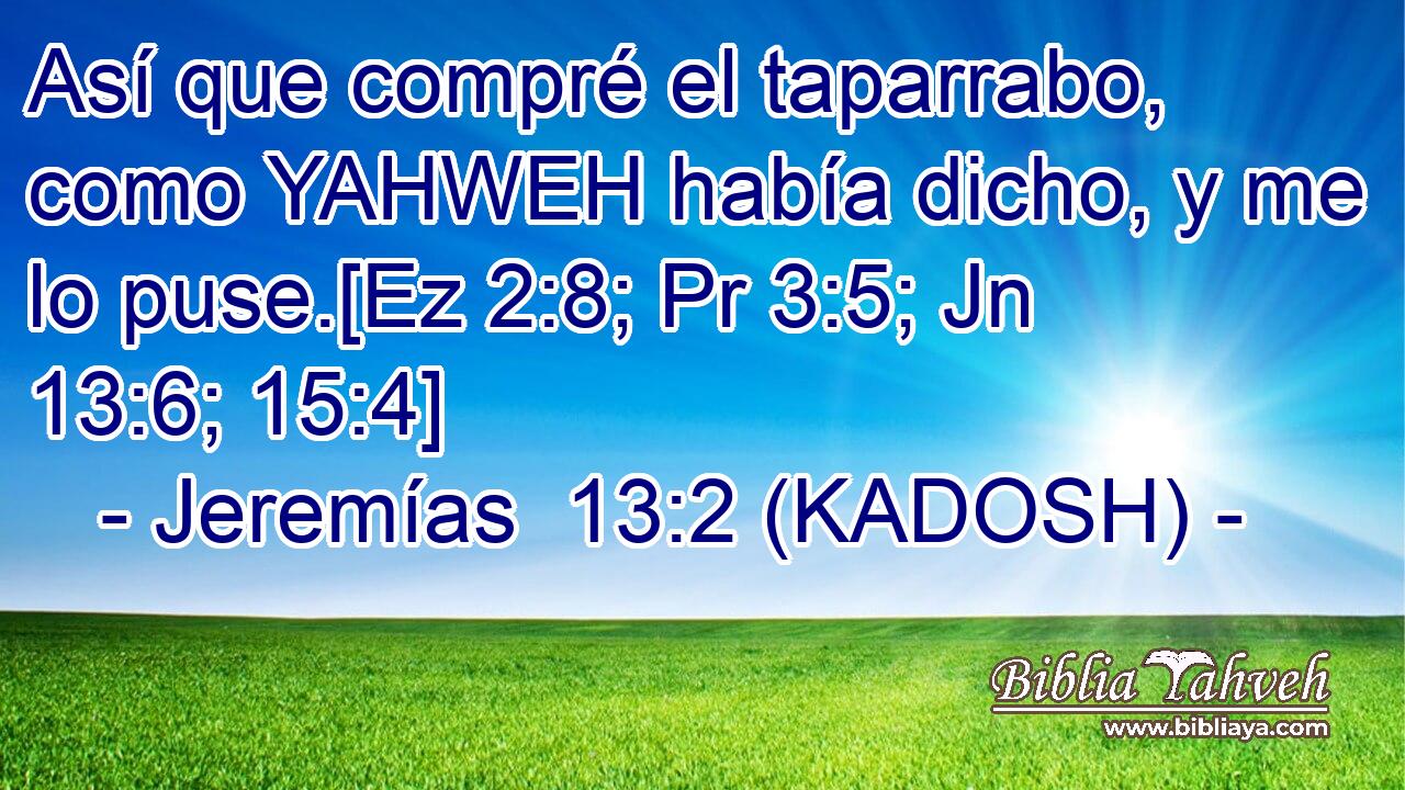  Así que compré el taparrabo, como YAHWEH había dicho, y me lo puse.[Ez 2:8; Pr 3:5; Jn 13:6; 15:4] 