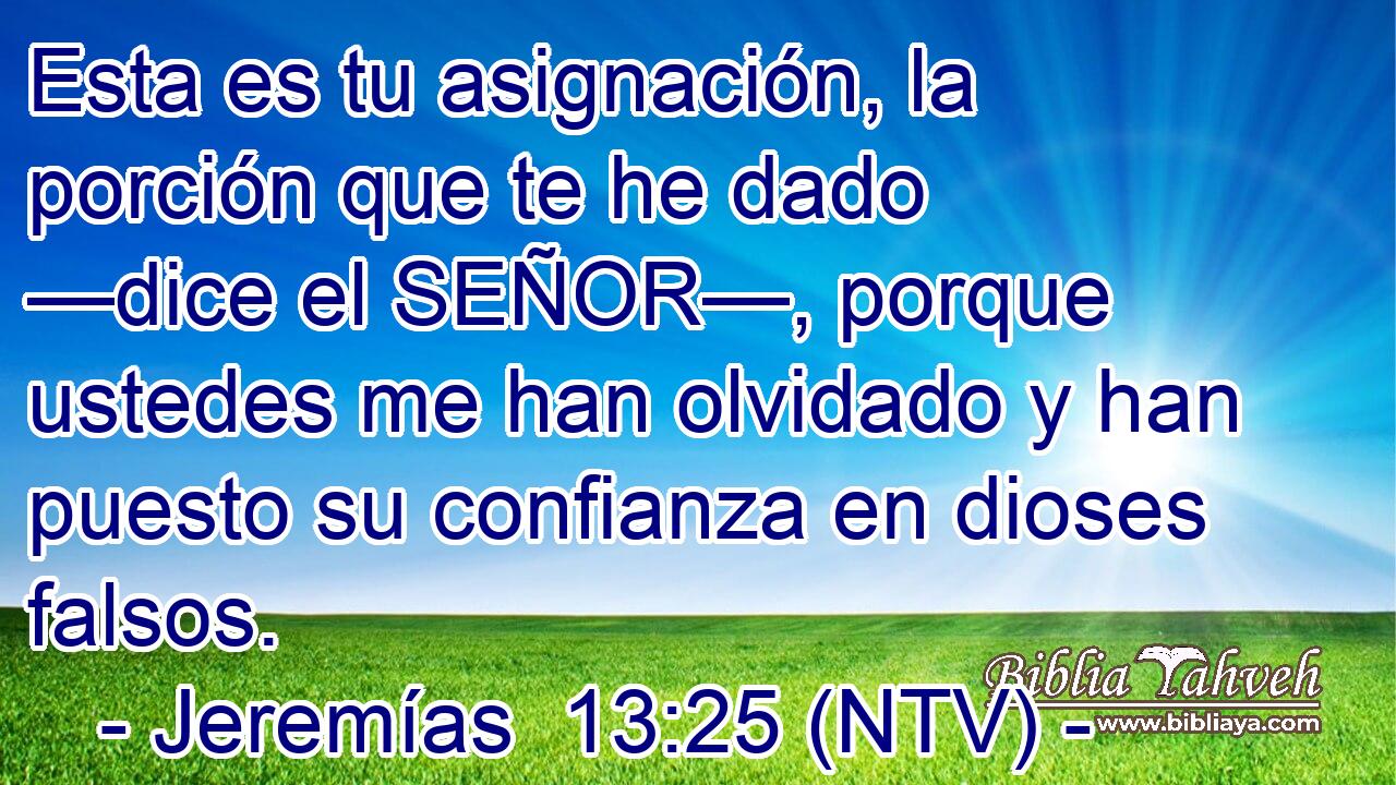 Esta es tu asignación, la porción que te he dado —dice el SEÑOR—, porque ustedes me han olvidado y han puesto su confianza en dioses falsos.