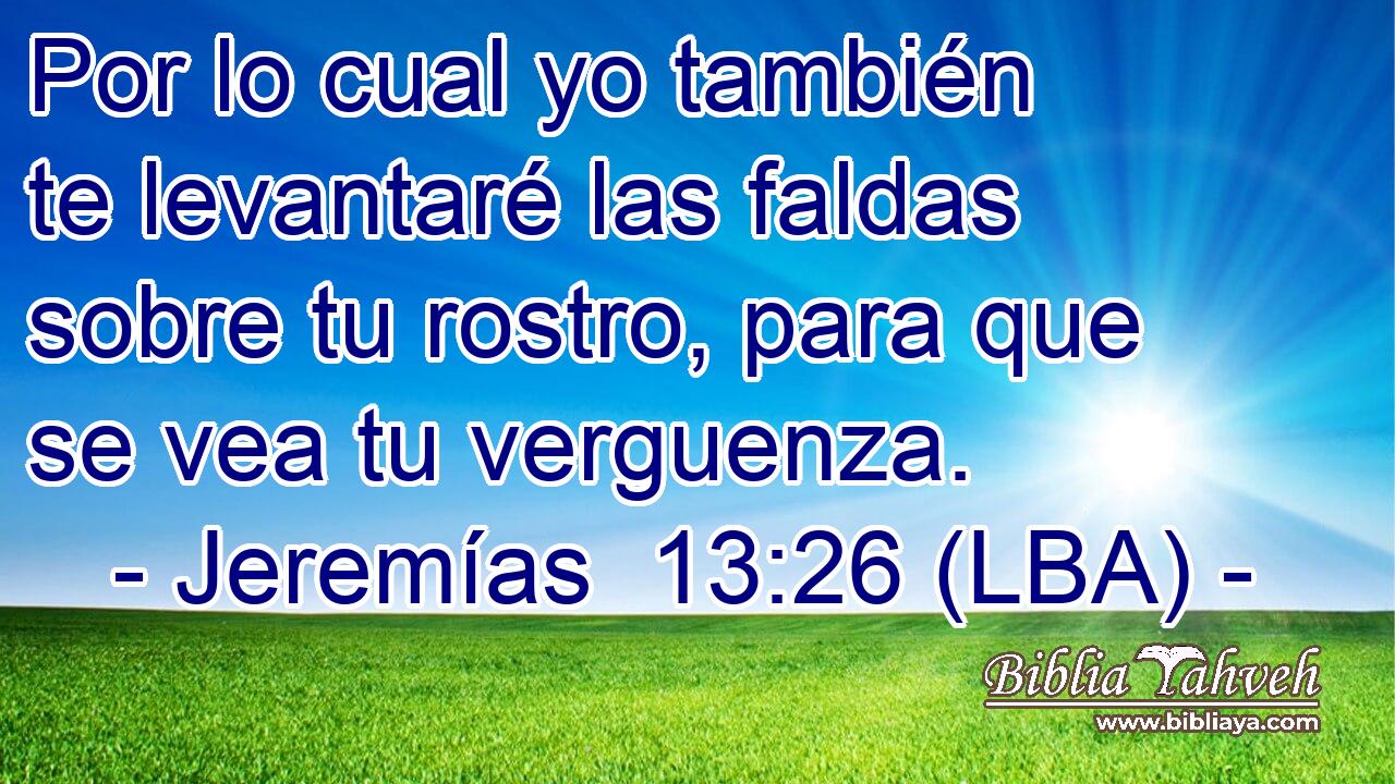 Por lo cual yo también te levantaré las faldas sobre tu rostro, para que se vea tu verguenza.