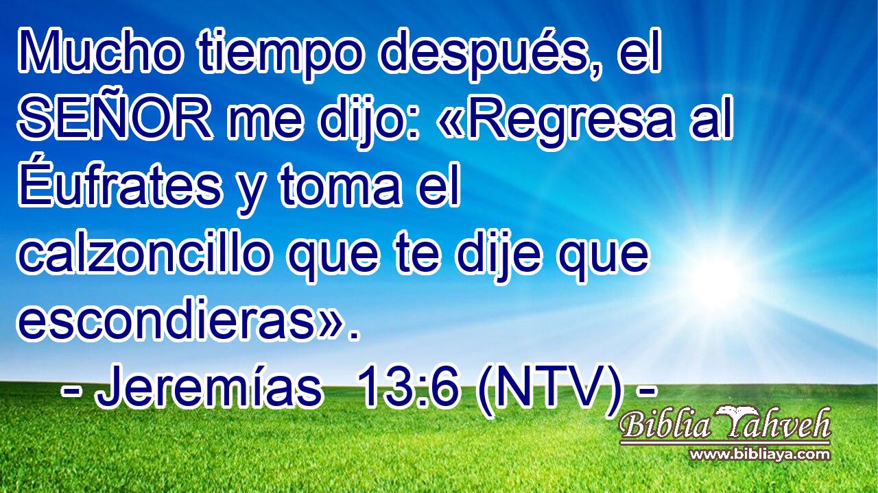 Mucho tiempo después, el SEÑOR me dijo: «Regresa al Éufrates y toma el calzoncillo que te dije que escondieras».