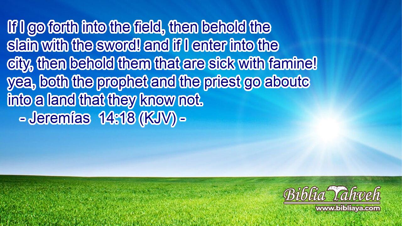 If I go forth into the field, then behold the slain with the sword! and if I enter into the city, then behold them that are sick with famine! yea, both the prophet and the priest go aboutc into a land that they know not.
