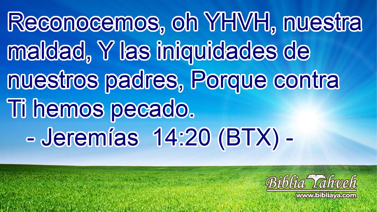 Reconocemos, oh YHVH, nuestra maldad, Y las iniquidades de nuestros padres, Porque contra Ti hemos pecado.