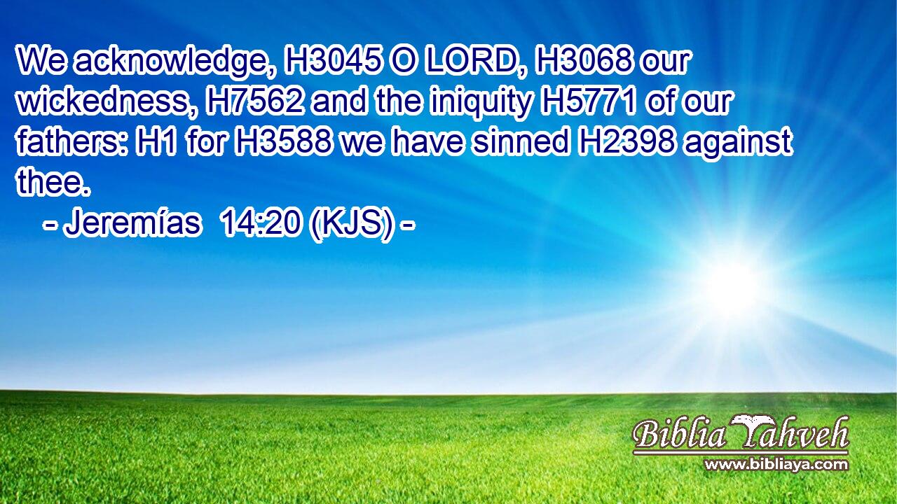 We acknowledge, H3045 O LORD, H3068 our wickedness, H7562 and the iniquity H5771 of our fathers: H1 for H3588 we have sinned H2398 against thee.