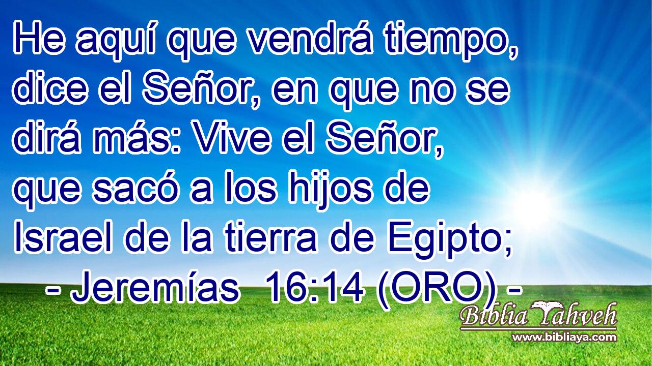  He aquí que vendrá tiempo, dice el Señor, en que no se dirá más: Vive el Señor, que sacó a los hijos de Israel de la tierra de Egipto; 