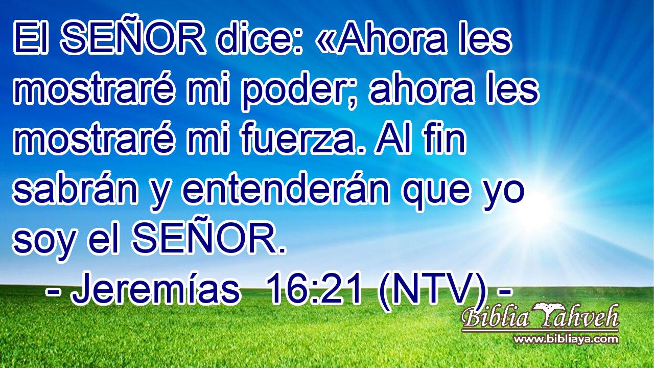 El SEÑOR dice: «Ahora les mostraré mi poder; ahora les mostraré mi fuerza. Al fin sabrán y entenderán que yo soy el SEÑOR.