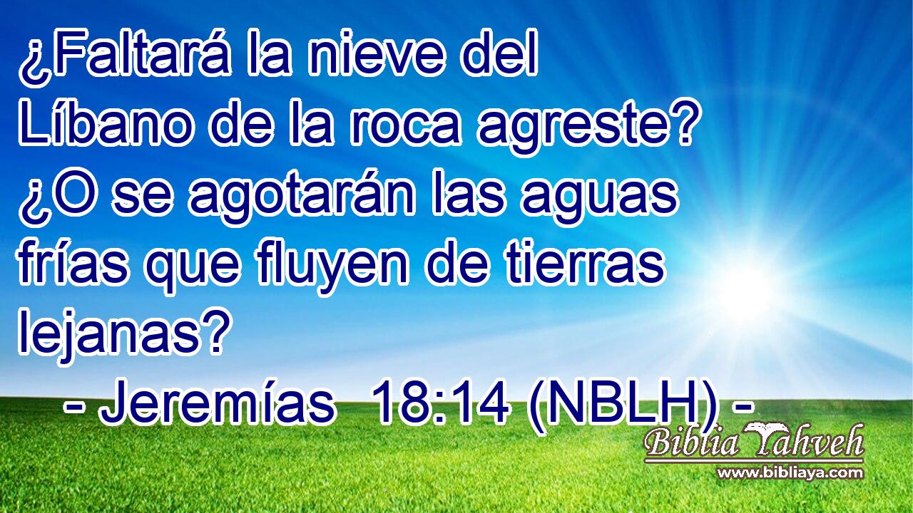  ¿Faltará la nieve del Líbano de la roca agreste? ¿O se agotarán las aguas frías que fluyen de tierras lejanas? 