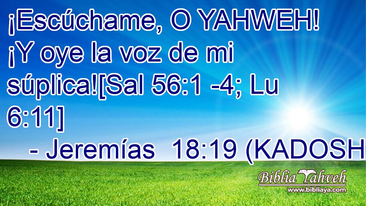  ¡Escúchame, O YAHWEH! ¡Y oye la voz de mi súplica![Sal 56:1 -4; Lu 6:11] 