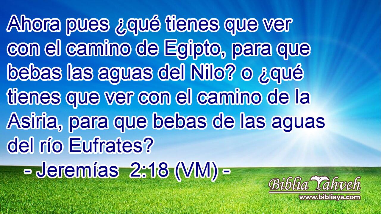  Ahora pues ¿qué tienes que ver con el camino de Egipto, para que bebas las aguas del Nilo? o ¿qué tienes que ver con el camino de la Asiria, para que bebas de las aguas del río Eufrates? 