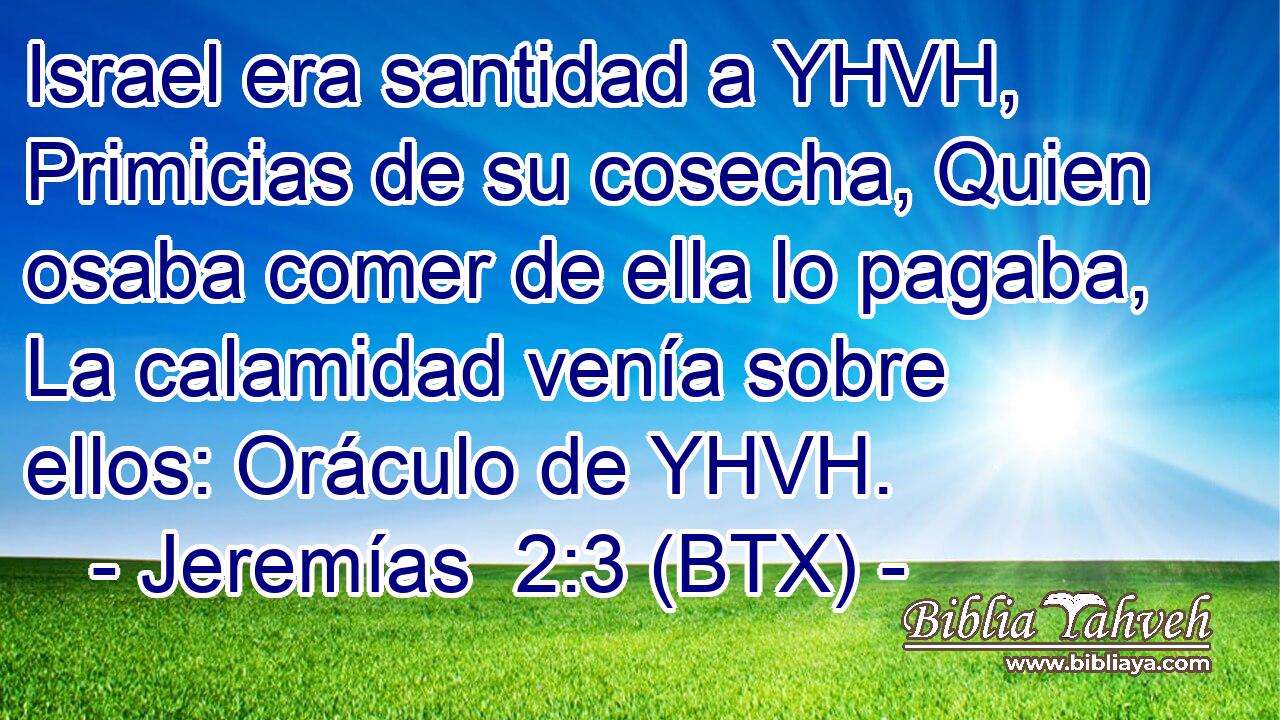 Israel era santidad a YHVH, Primicias de su cosecha, Quien osaba comer de ella lo pagaba, La calamidad venía sobre ellos: Oráculo de YHVH.