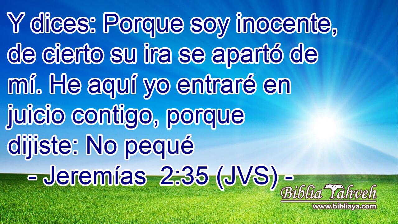 Y dices: Porque soy inocente, de cierto su ira se apartó de mí. He aquí yo entraré en juicio contigo, porque dijiste: No pequé