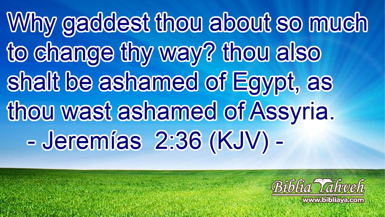 Why gaddest thou about so much to change thy way? thou also shalt be ashamed of Egypt, as thou wast ashamed of Assyria.