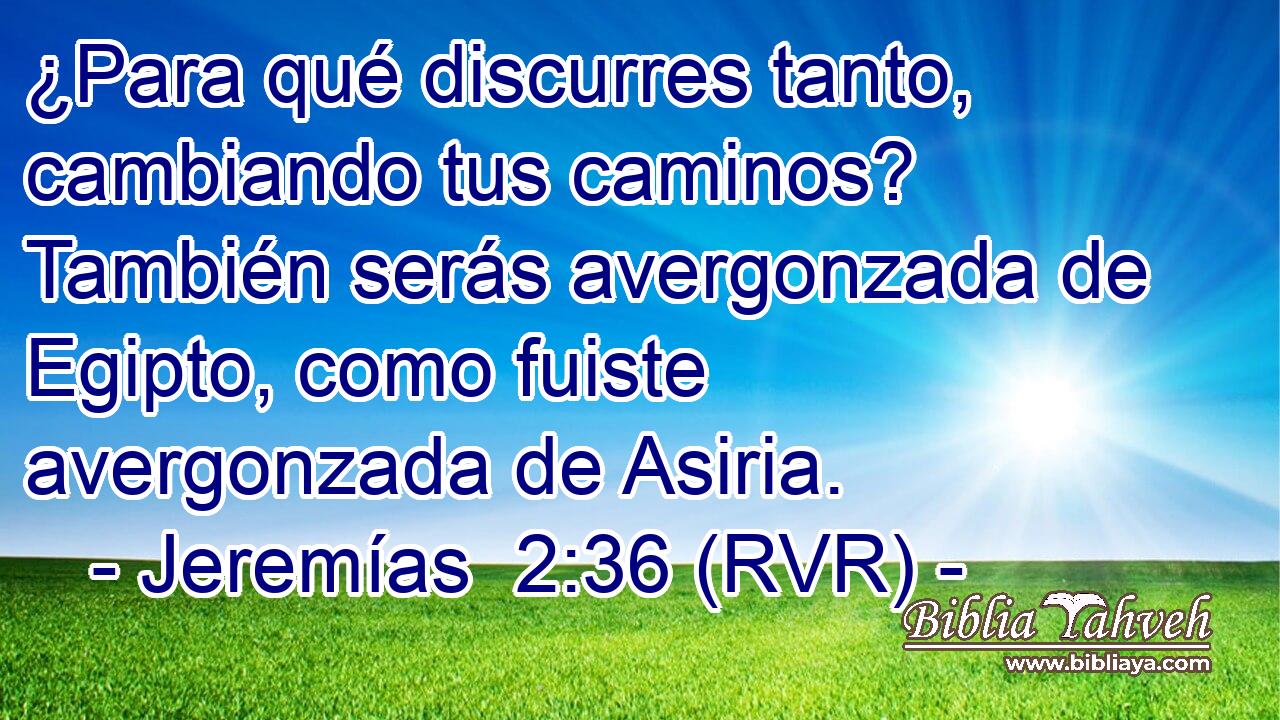 ¿Para qué discurres tanto, cambiando tus caminos? También serás avergonzada de Egipto, como fuiste avergonzada de Asiria.