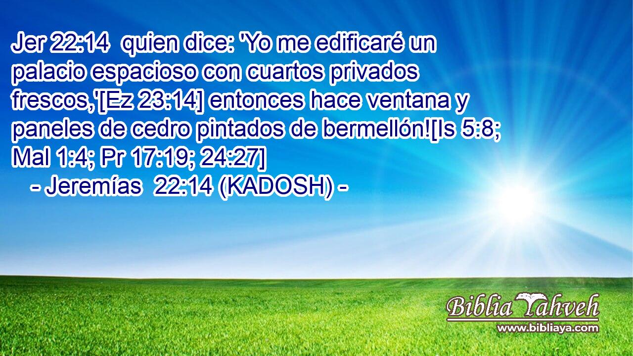  quien dice: 'Yo me edificaré un palacio espacioso con cuartos privados frescos,'[Ez 23:14] entonces hace ventana y paneles de cedro pintados de bermellón![Is 5:8; Mal 1:4; Pr 17:19; 24:27] 