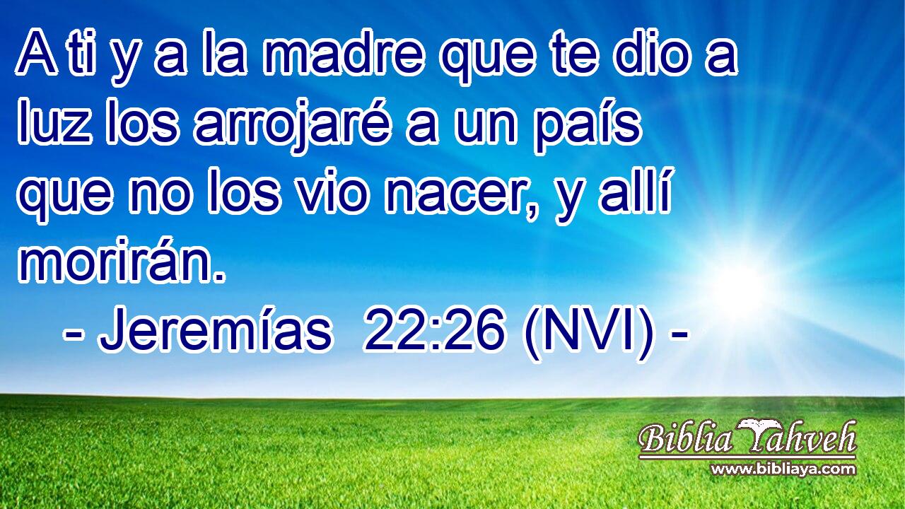  A ti y a la madre que te dio a luz los arrojaré a un país que no los vio nacer, y allí morirán. 