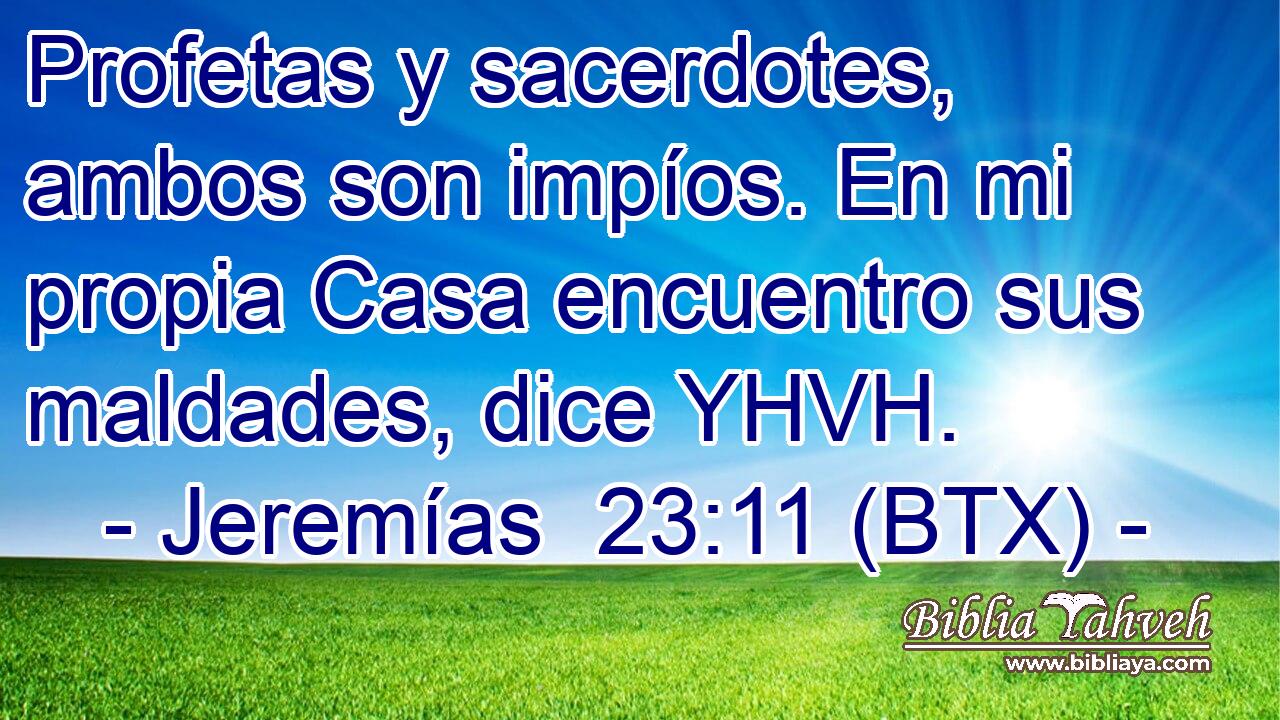 Profetas y sacerdotes, ambos son impíos. En mi propia Casa encuentro sus maldades, dice YHVH.