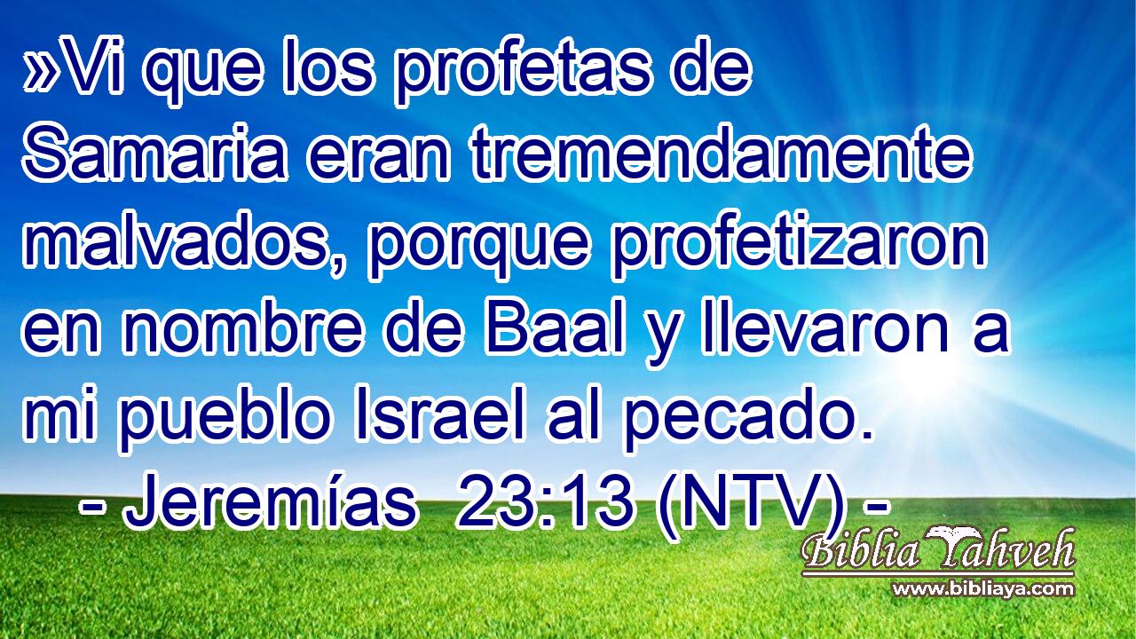»Vi que los profetas de Samaria eran tremendamente malvados, porque profetizaron en nombre de Baal y llevaron a mi pueblo Israel al pecado.