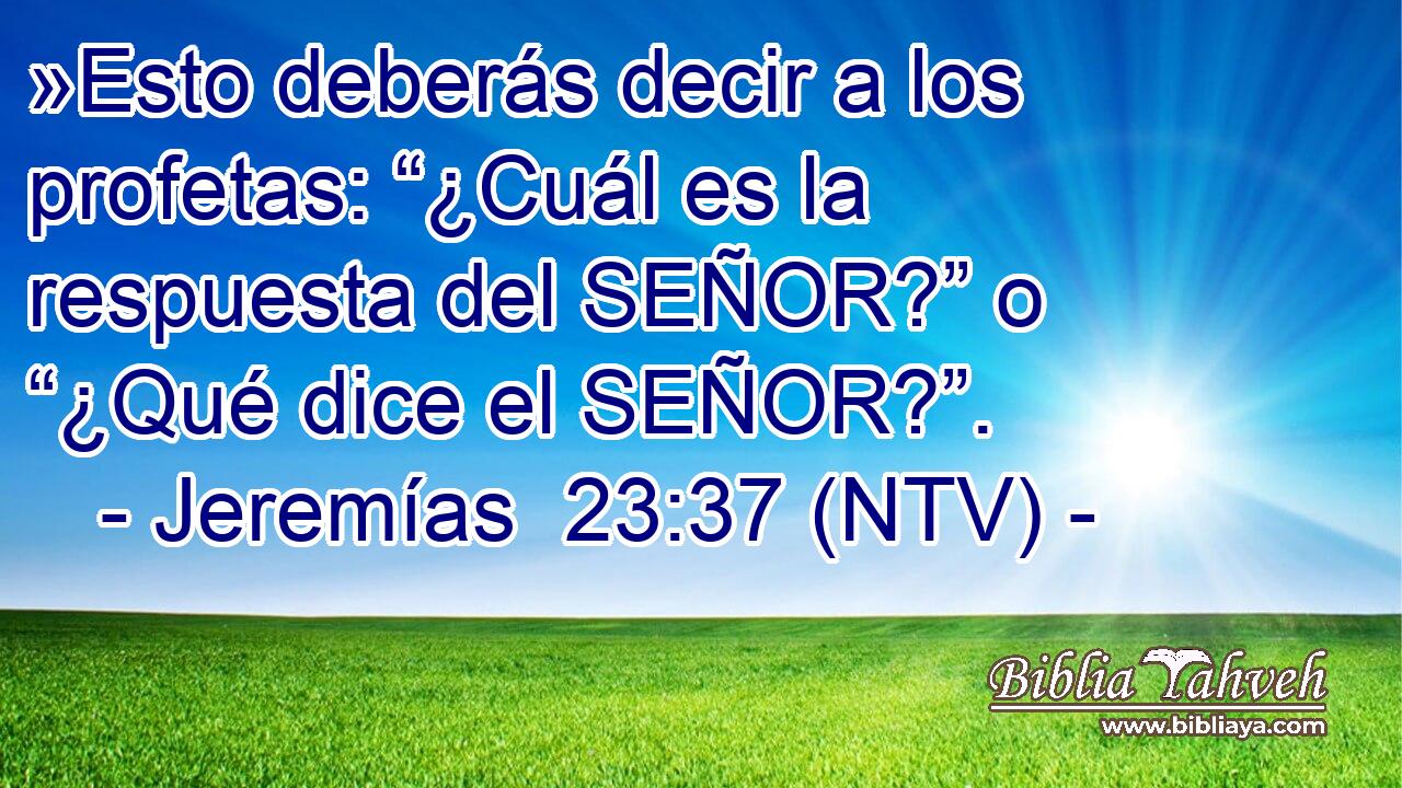 »Esto deberás decir a los profetas: “¿Cuál es la respuesta del SEÑOR?” o “¿Qué dice el SEÑOR?”.