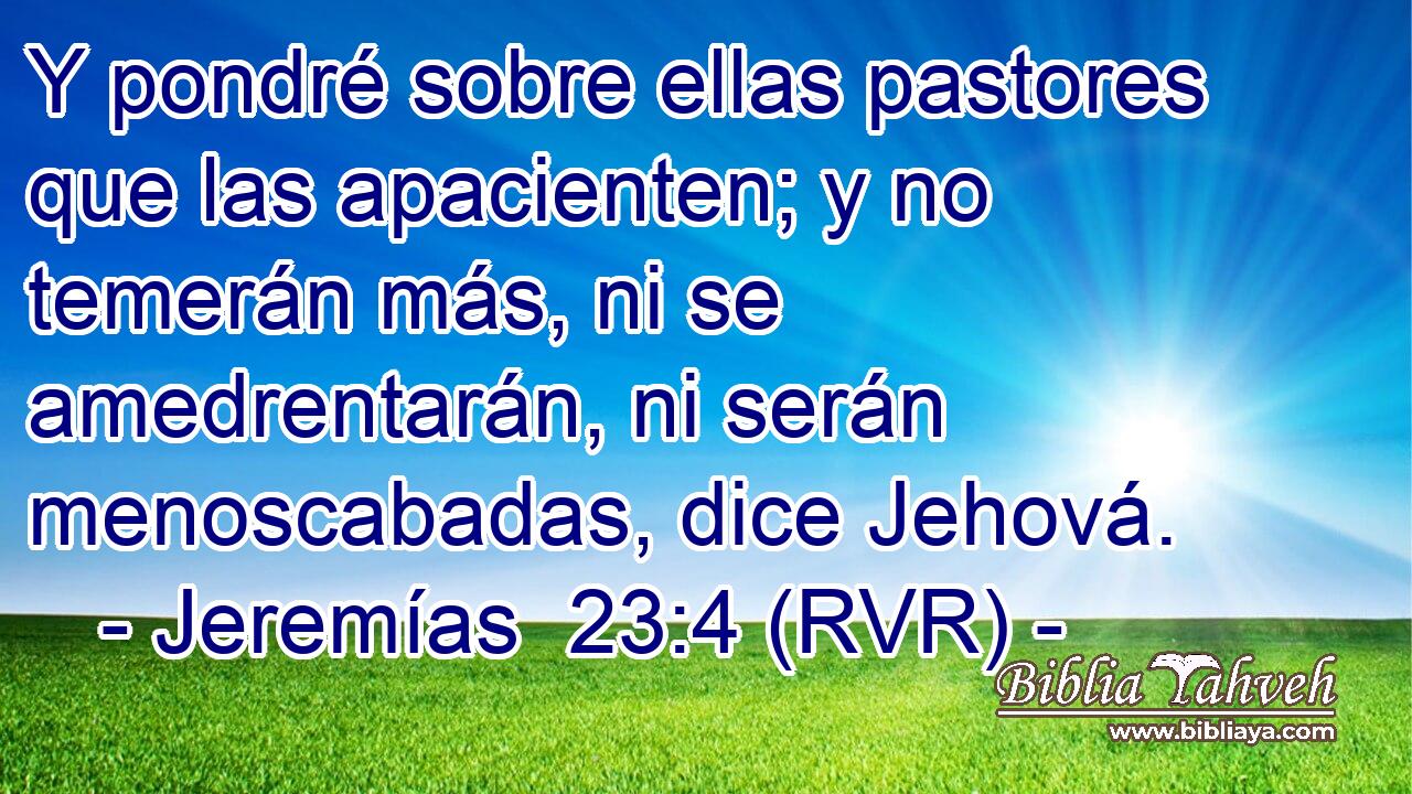 Y pondré sobre ellas pastores que las apacienten; y no temerán más, ni se amedrentarán, ni serán menoscabadas, dice Jehová.