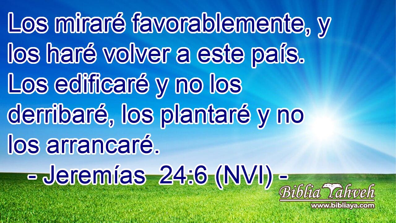  Los miraré favorablemente, y los haré volver a este país. Los edificaré y no los derribaré, los plantaré y no los arrancaré. 