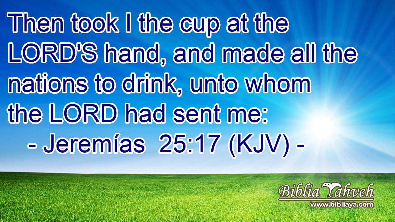 Then took I the cup at the LORD'S hand, and made all the nations to drink, unto whom the LORD had sent me:
